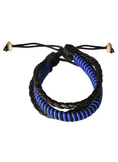 Mens Jewellery Navy Blue::Black  Multilayer  Adjustable Cuff Fashion Bracelet 